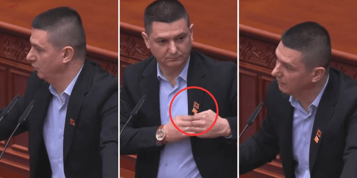 Macedonia, il premier Mickoski regala la bandiera nazionale al deputato Shaqiri: "La indosserò se me la darai"